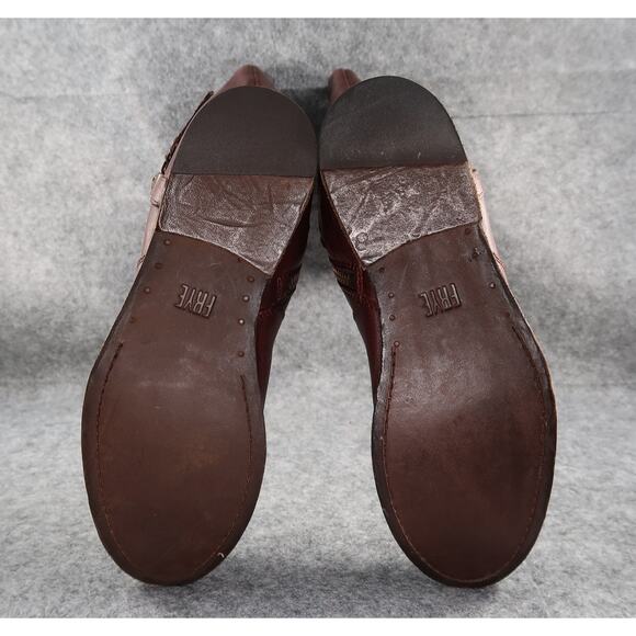 Frye Boots Womens 7.5 Tall Melissa Belted Leather Brown Riding Knee High Zip - Picture 9 of 16